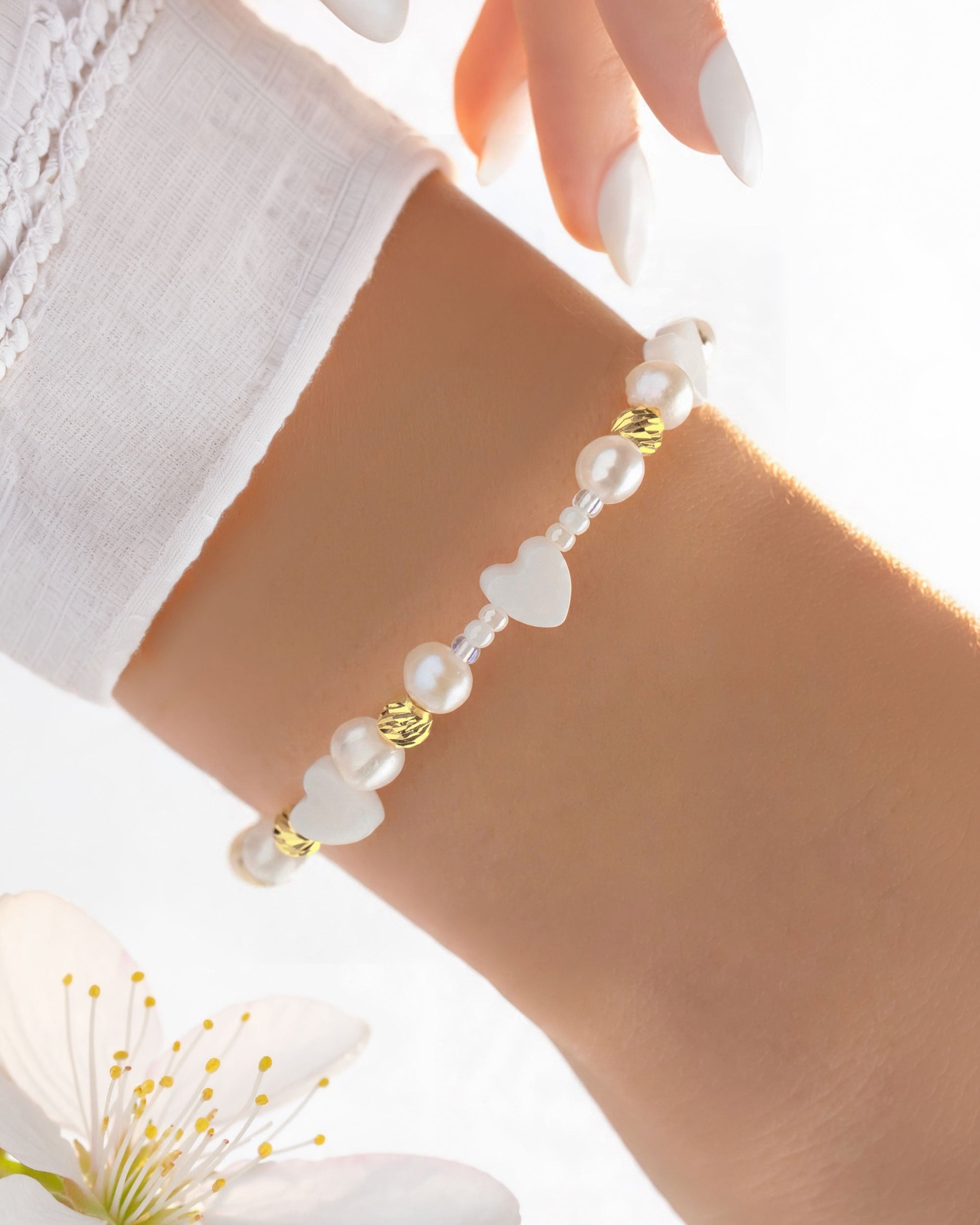 Pulsera Tejida con Esferas #4 Diamantadas